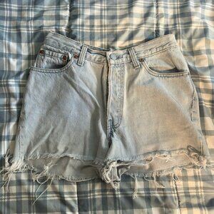 Levi's Light Denim Distressed Jean Shorts
